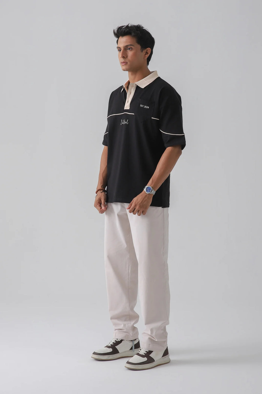 DROP SHOULDER POLO | BLACK