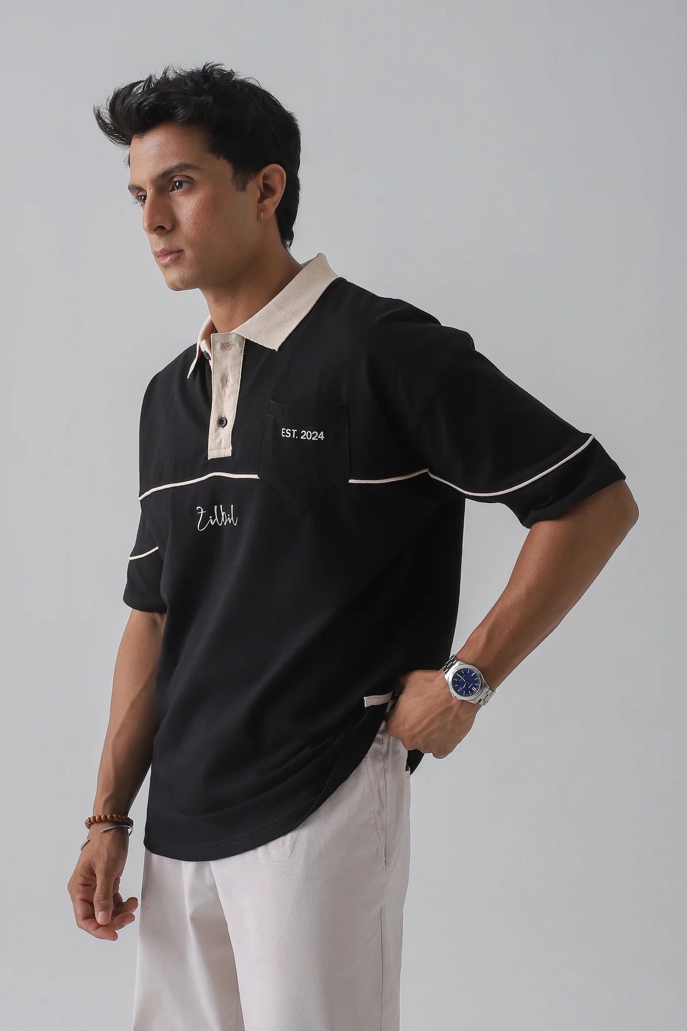 DROP SHOULDER POLO | BLACK