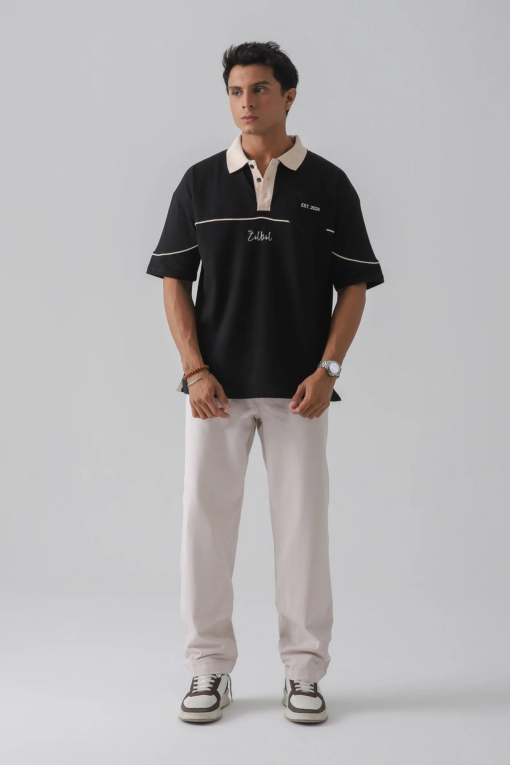 DROP SHOULDER POLO | BLACK